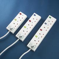 2, 3, 4 gangs B.S. type power socket with colorful switches