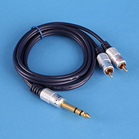 Hign quality 6.3 stereo plug to 2RCA plug cbale